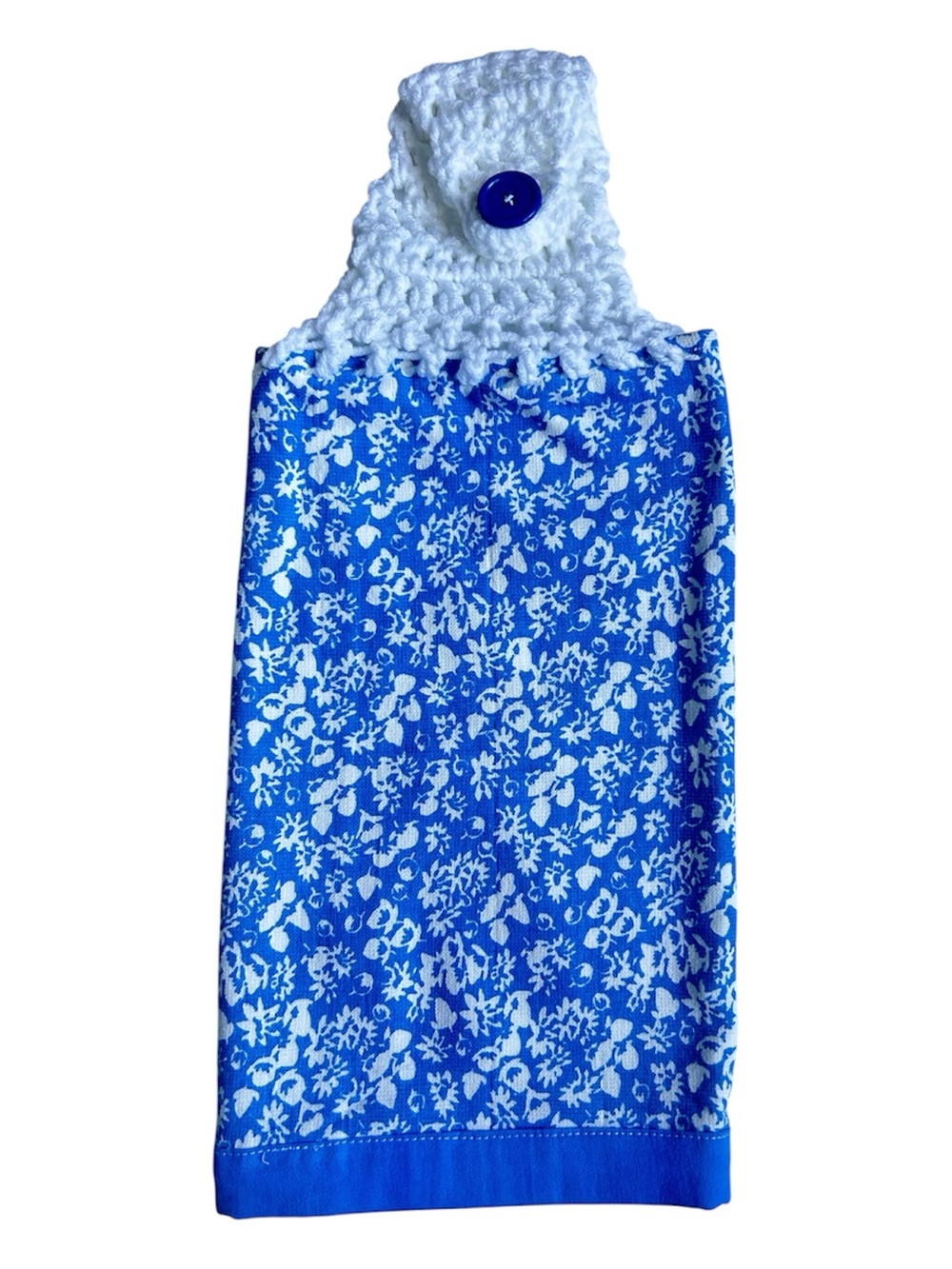 HAND CRAFTED Colorful Floral Crochet Top Hanging Kitchen or Bathroom Hand Towel